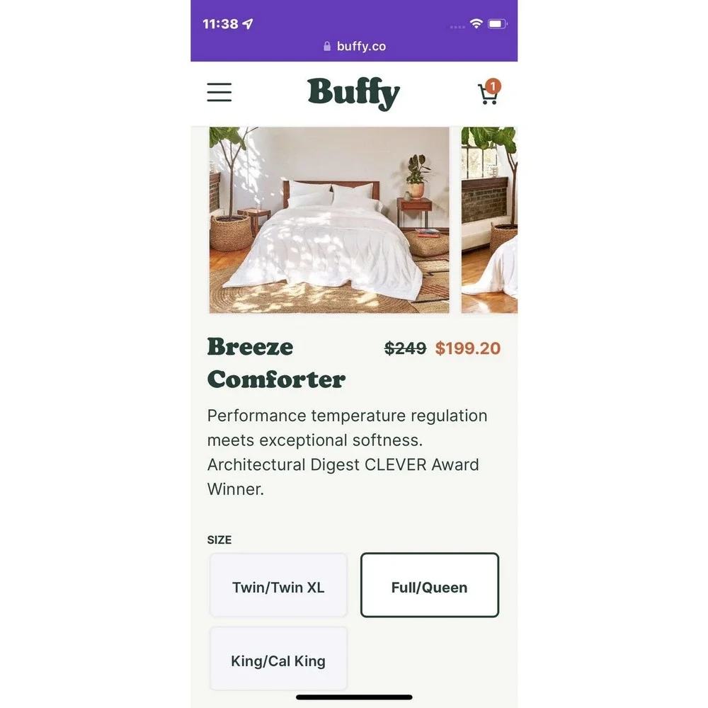Buffy Breeze eucalyptus duvet comforter queen / full 90